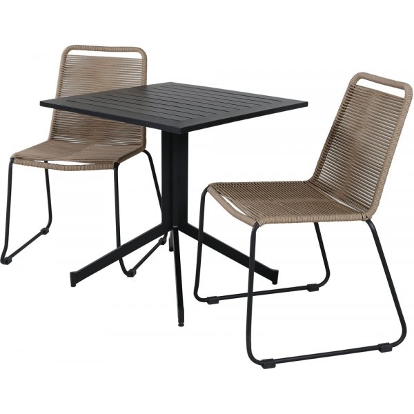 Way utematgrupp med 2 st Lindos stolar - Svart/Brun Way utematgrupp med 2 st Lindos stolar - Svart/Brun