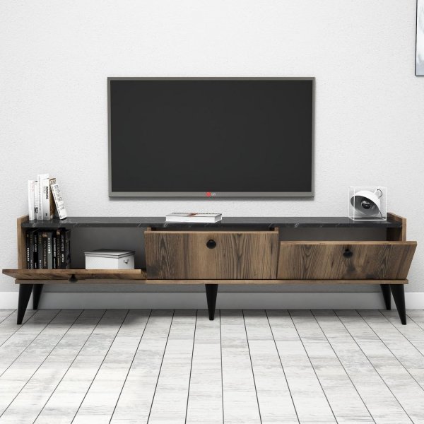 Lidya TV-meubel - Walnoot/marmer Lidya TV-meubel - Walnoot/marmer