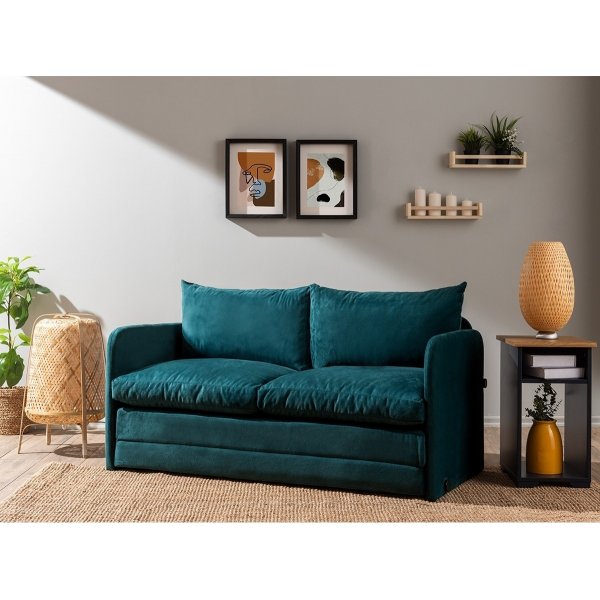 Canapé convertible 2 places XL Saga - Vert pétrole Canapé convertible 2 places XL Saga - Vert pétrole