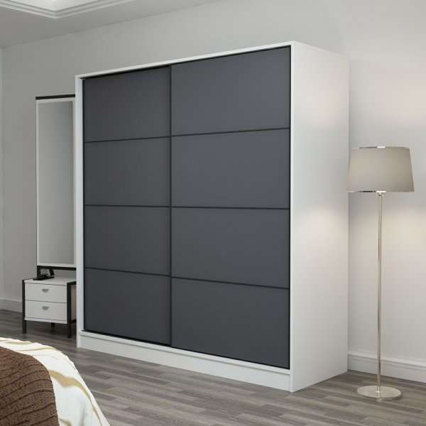 Armoire Kapusta 220x52x210 cm - Blanc/anthracite