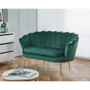 Canap Kingsley 2 places en velours - vert / chrome + Kit d'entretien des meubles pour textiles