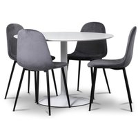 Seat matgrupp, runt matbord med 4 st Carisma sammetsstolar - Vit/Grå Seat matgrupp, runt matbord med 4 st Carisma sammetsstolar - Vit/Grå