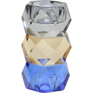 Chanell kaarslantaarn - Grijs/amber/blauw