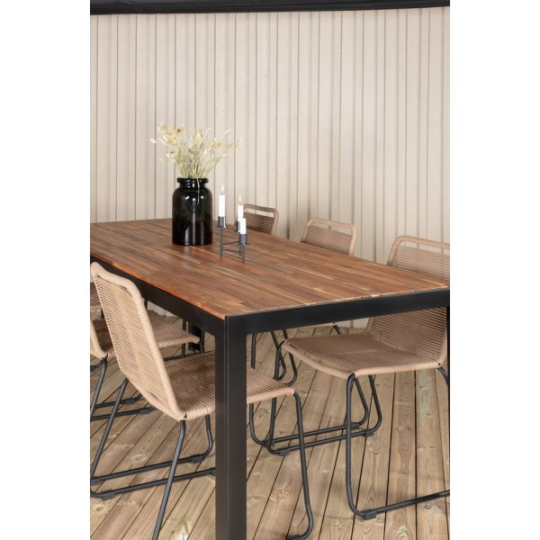 Bois utematgrupp med 6 st Lindos stolar - Beige/Svart Bois utematgrupp med 6 st Lindos stolar - Beige/Svart