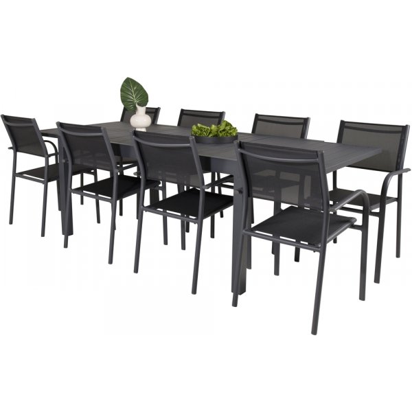 Marbella utematgrupp med 8 st Santorini stolar - Svart Marbella utematgrupp med 8 st Santorini stolar - Svart