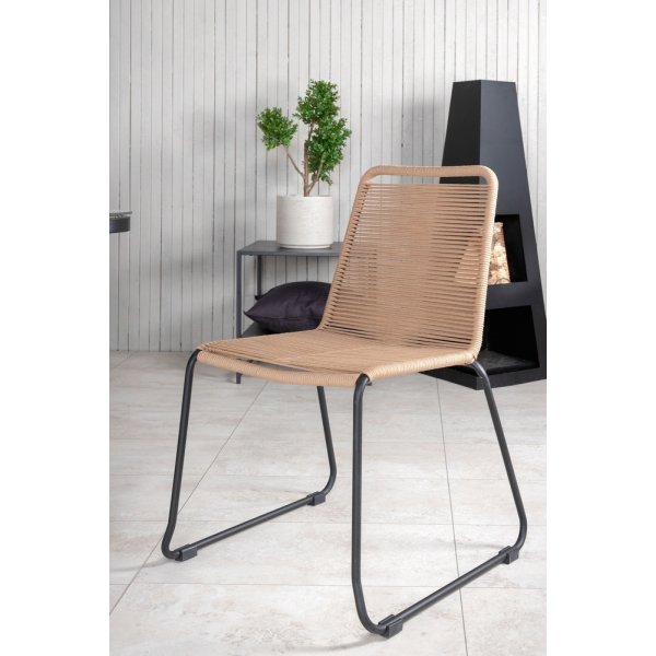 Paola utematgrupp med 6 st Lindos stolar - Beige/Svart/Natur Paola utematgrupp med 6 st Lindos stolar - Beige/Svart/Natur