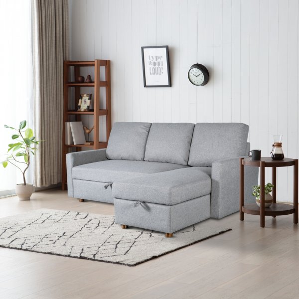 Cleo grå divansoffa med förvaring + Fläckborttagare för möbler Cleo grå divansoffa med förvaring + Fläckborttagare för möbler