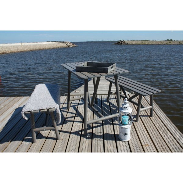 land bord med 2 bnkar - Gr + Textilskydd fr mbler