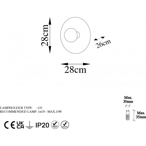 Kurt wandlamp 28 cm - Koper