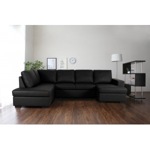 Solna U-soffa i svart PU A3D Solna U-soffa i svart PU A3D