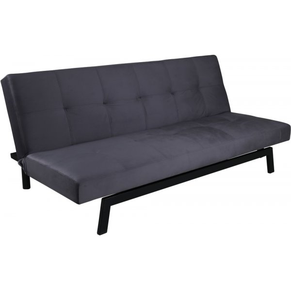 Bäddsoffa i mörkgrå sammet + Möbeltassar Bäddsoffa i mörkgrå sammet + Möbeltassar