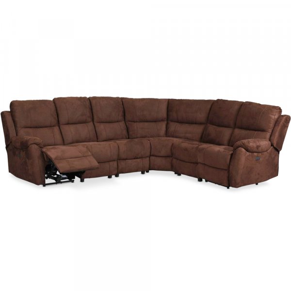 Canapé relax 5 places à commande électrique - Tissu microfibre marron Canapé relax 5 places à commande électrique - Tissu microfibre marron