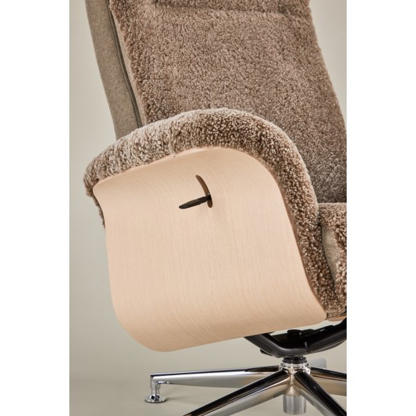 Frskinnsftlj med fotpall - Brun / ek - Ulla