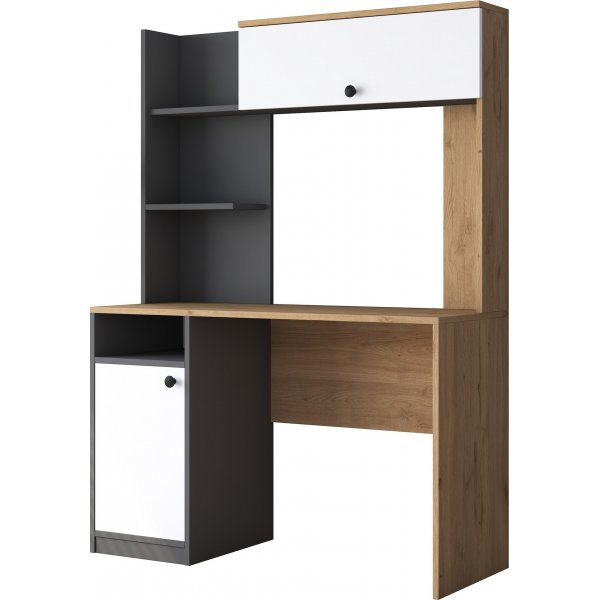 Hanna skrivbord 7, 117 x 46 cm - Antracit/valnt/vit