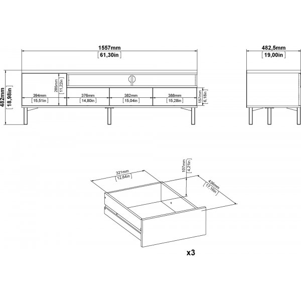 Banc multimédia Roomers - Noir/noyer Banc multimédia Roomers - Noir/noyer