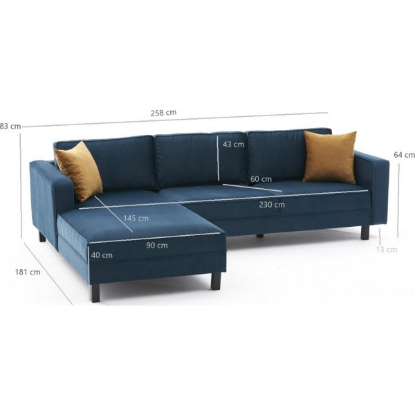 Kale divansoffa vnster - Bl sammet