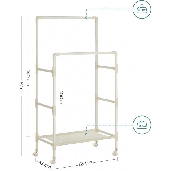 Emmanuel kldstllning p hjul - Vit