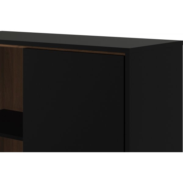 Ry vitrinekast - Zwart/walnoot