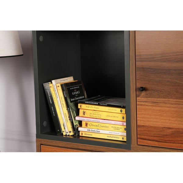 Bengo bokhylla - Valnt/antracit/gul