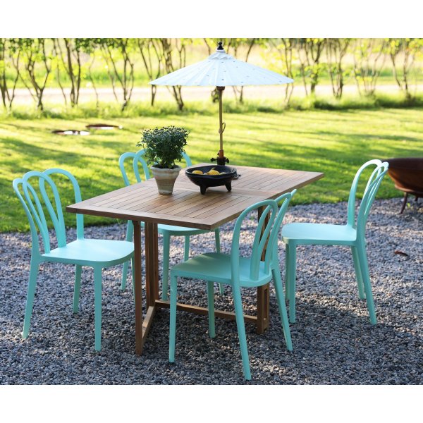 Matgrupp Salt teak: Slagbord i teak inklusive 4 st Bally stolar
