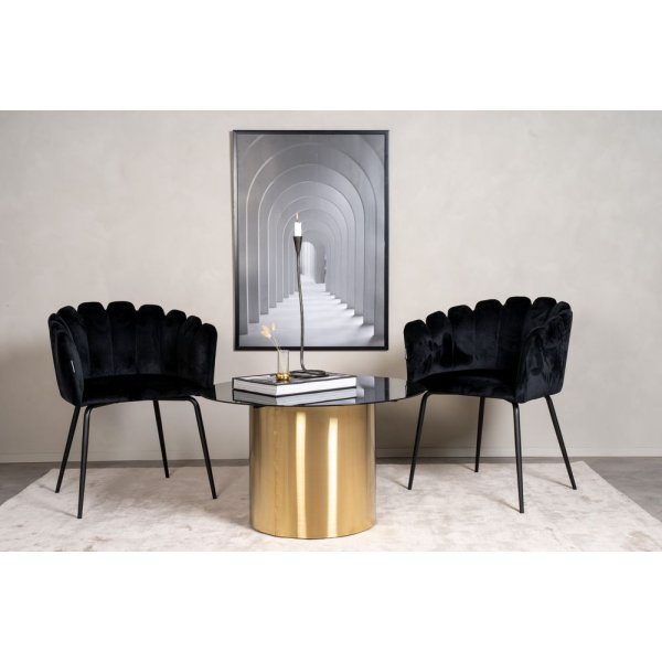 Table basse Alby Ø75 cm - Verre noir/laiton Table basse Alby Ø75 cm - Verre noir/laiton