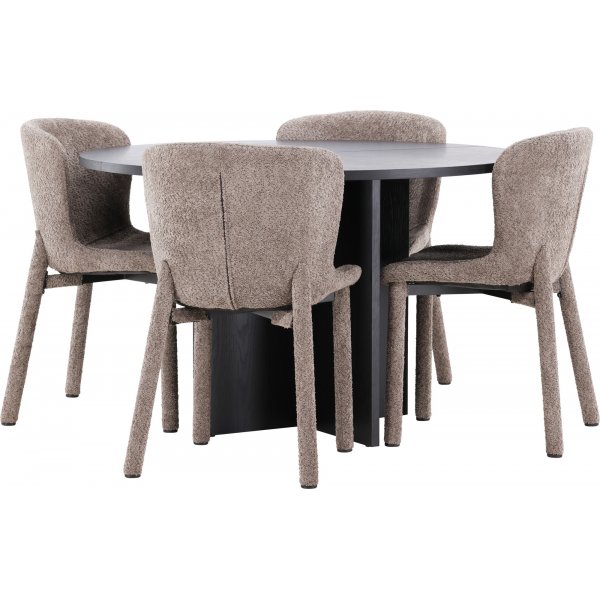Matbord Strada med 4 st Astoria stolar - Brun/svart + 3.00 x Möbeltassar Matbord Strada med 4 st Astoria stolar - Brun/svart + 3.00 x Möbeltassar