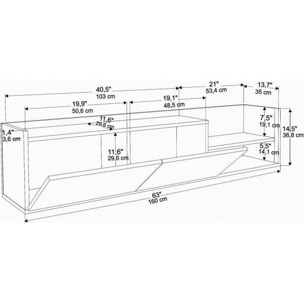 Krog TV-bänk - Vit/antracit Krog TV-bänk - Vit/antracit