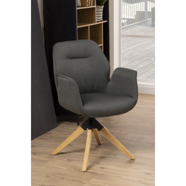 Fauteuil Aura - Gris foncé/chêne Fauteuil Aura - Gris foncé/chêne