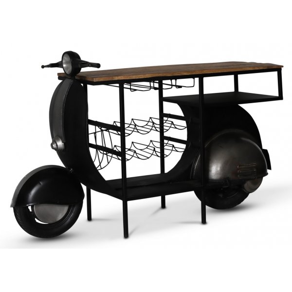 Klassisk Vespa bardisk 183 x 51 cm - Svart/silver