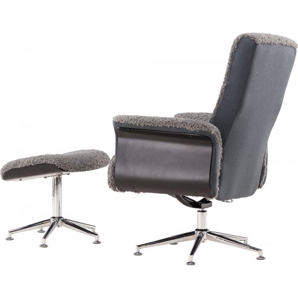 Relaxfauteuil met voetenbank - Grijs - Hagn + Vlekverwijderaar voor meubels