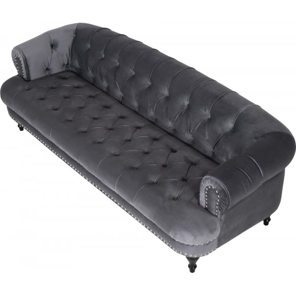 Soffa 3-sits chesterfield gr sammet