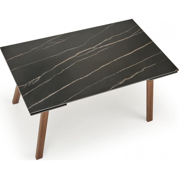 Lozano matbord 140-200 x 82 cm - Svart marmor/valnt