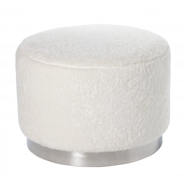 Furry 50 cm sittpuff i teddy - Vit / Krom