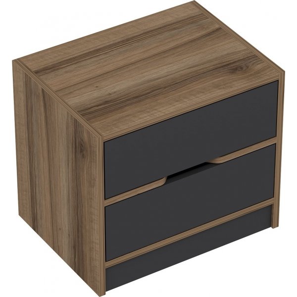 Elina nachtkastje - Walnoot/antraciet