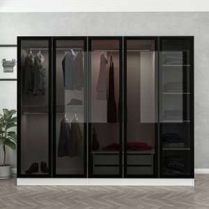 Cavolo garderob 225x52x190 cm - Vit/svart