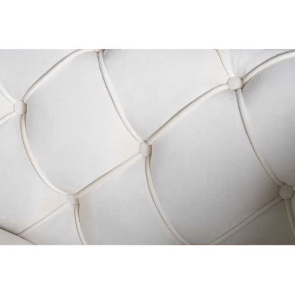Como 2-zitsbank in beige fluweel met knopen + Textielreiniging voor meubels Como 2-zitsbank in beige fluweel met knopen + Textielreiniging voor meubels