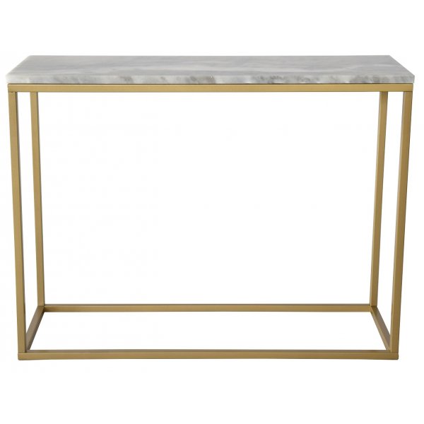 Accent konsolbord 100 x 35 cm - Vit marmor & mässingsfärgat Accent konsolbord 100 x 35 cm - Vit marmor & mässingsfärgat