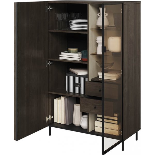 Vitrinekast Piemonte - Portland essen/zwart Vitrinekast Piemonte - Portland essen/zwart