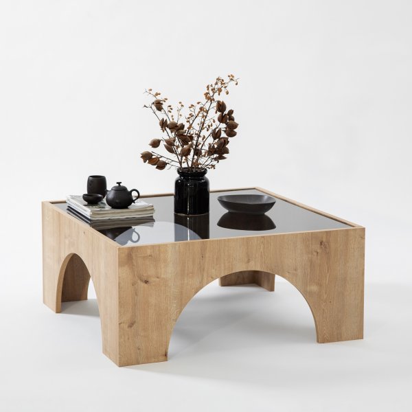 Table basse Seine 80 x 80 cm - Gris fonc/chne