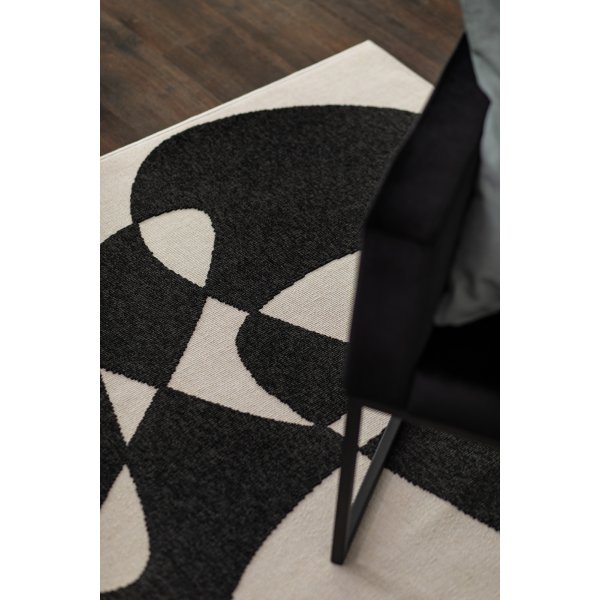 Tapis tiss plat Venus Abstract Blanc/Noir