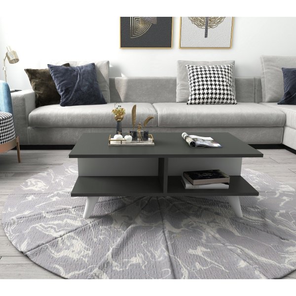 Isabell soffbord 90 x 50 cm - Vit/antracit Isabell soffbord 90 x 50 cm - Vit/antracit