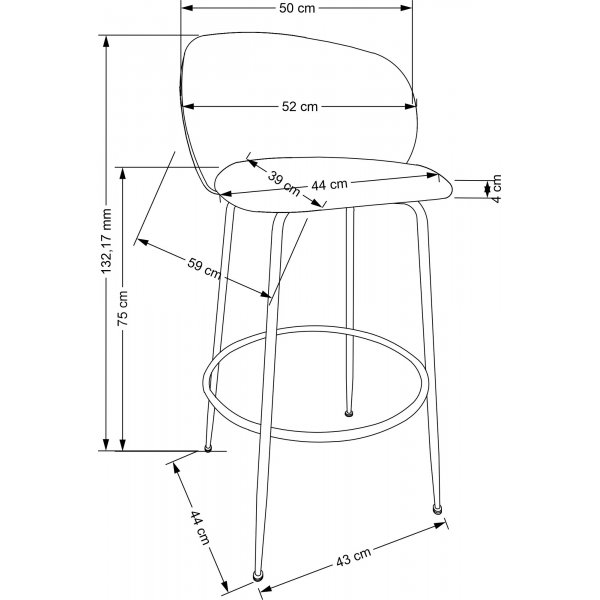 Tabouret de bar beige/dor