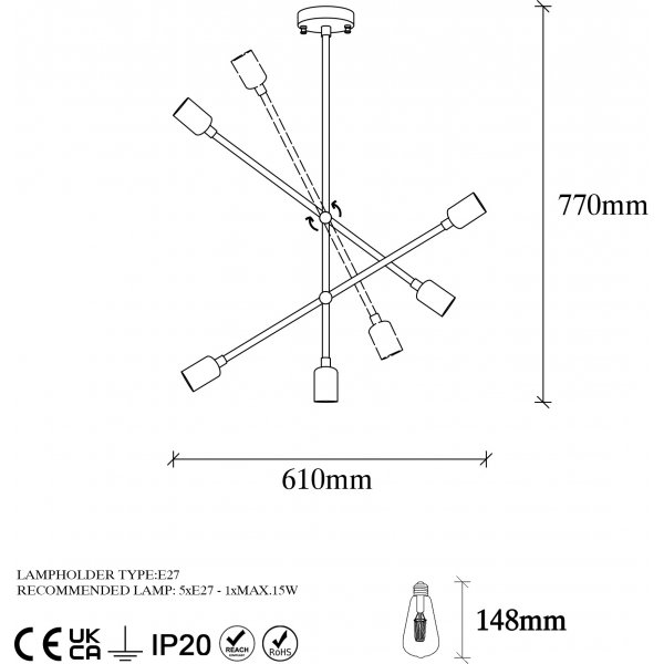 Plafonnier Beste 10340 - Noir/antique