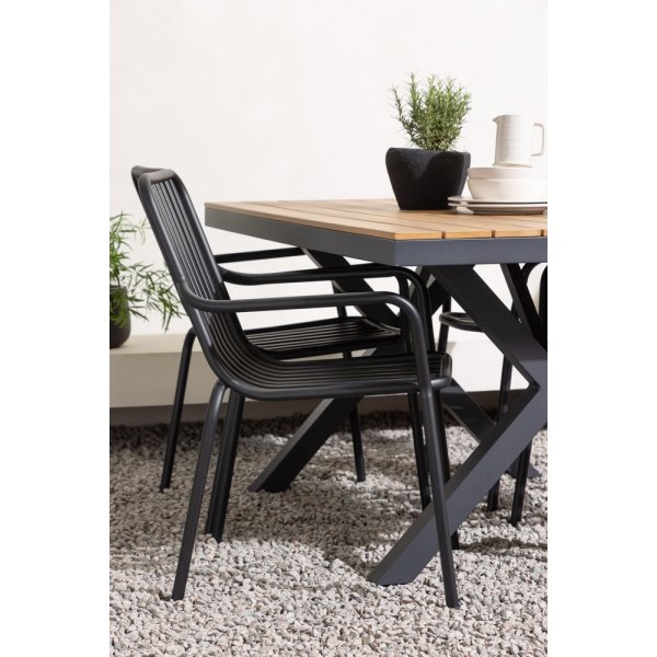 Garcia utematgrupp med 4 st Peking stolar - Svart/Natur