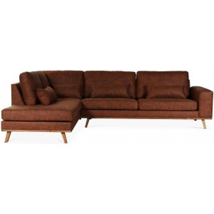 Ranger soffa med ppet avslut vnster - Cognac (Lderutseende) / EK + Flckborttagare fr mbler