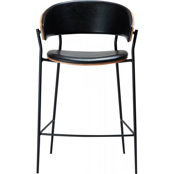 Crib counterstol - Svart PU/valnötsfanér Crib counterstol - Svart PU/valnötsfanér