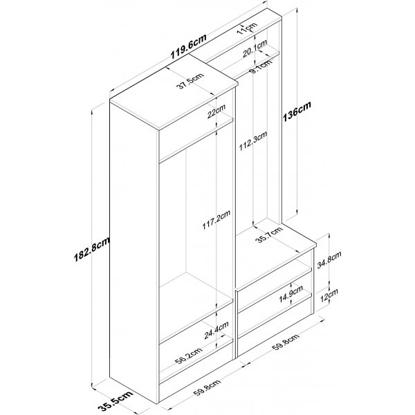 Mendy hallmbel - Vit/valnt