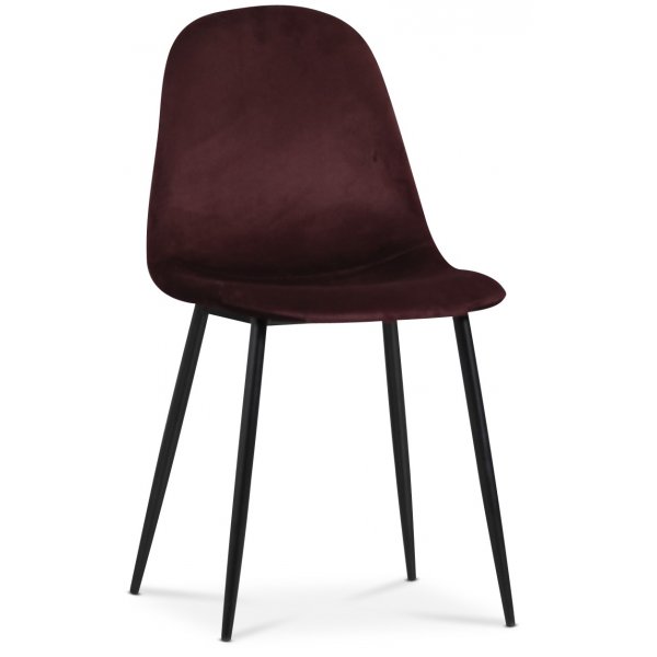 Smokey matgrupp, runt matbord med 4 st Carisma sammetsstolar - Bordeaux + 4.00 x Stolsdyna
