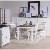 Dalarös matgrupp 140 cm bord vit/ek med 4 st stolar Dalarös matgrupp 140 cm bord vit/ek med 4 st stolar