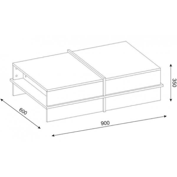 Plus soffbord 90 x 60 cm - Vit/valnöt Plus soffbord 90 x 60 cm - Vit/valnöt